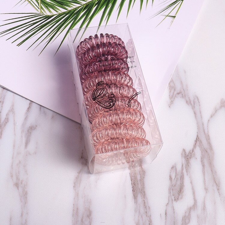 9Stck Einstellen Frauen Dünne Bunte Elastische Kunststoff Gummi Telefonkabel Draht Keine Falte Haar Krawatten Scrunchies Haar Ring Band thumbnail