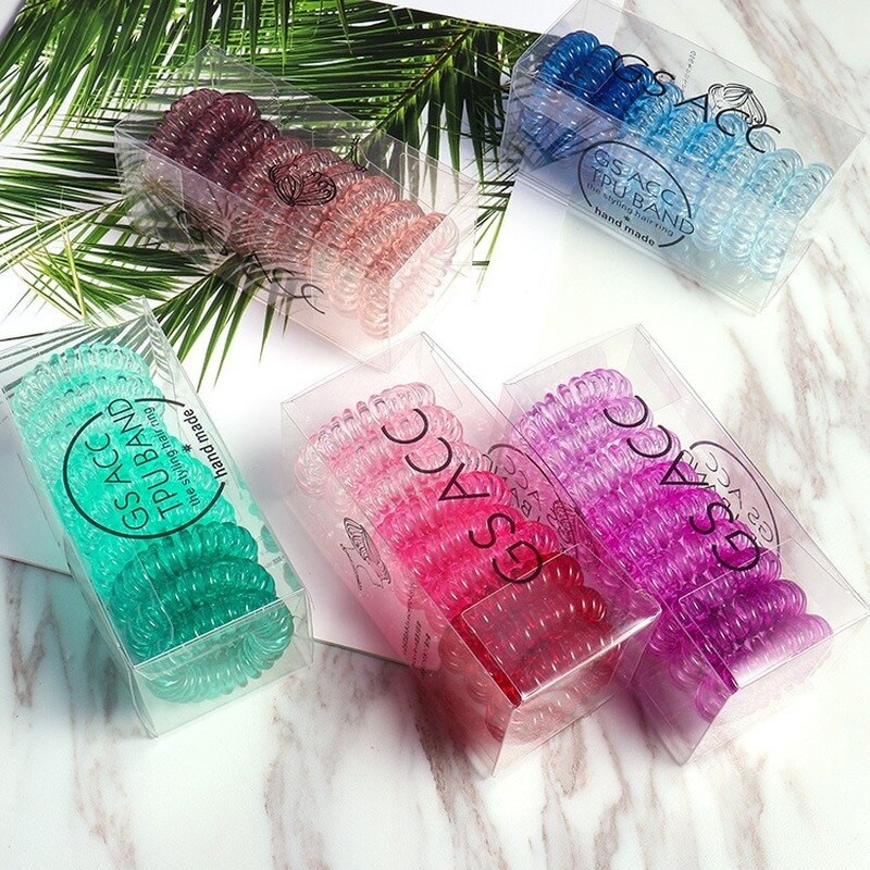 9Stck Einstellen Frauen Dünne Bunte Elastische Kunststoff Gummi Telefonkabel Draht Keine Falte Haar Krawatten Scrunchies Haar Ring Band
