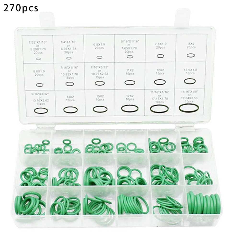270 Teile/los Lila Grün Gummi O Ring Sortiment Unterlegscheibe Dichtung Abdichtung O-Ring Bausatz 18 Größen Mit Kunststoff Kasten thumbnail