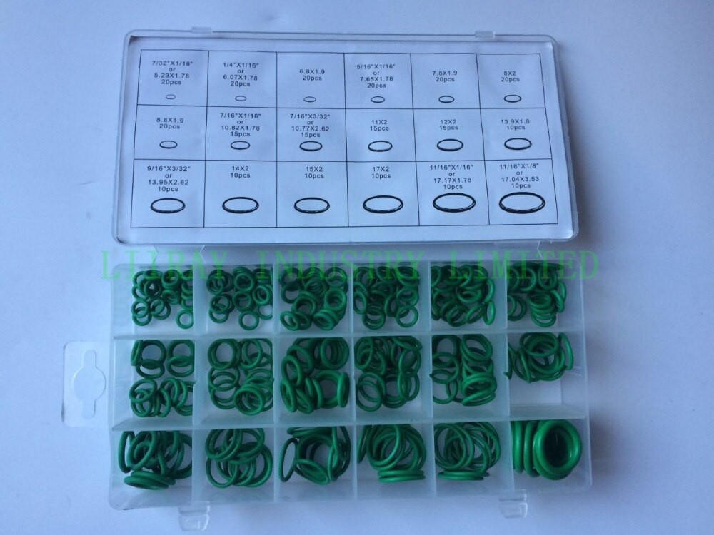 270 TEILE/SCHACHTEL Grün Gummi Oring Auto Klimaanlage Kompressor R134A Gummi Dichtungen Bausätze, Klimaanlage Gummi Ring Dichtungen thumbnail