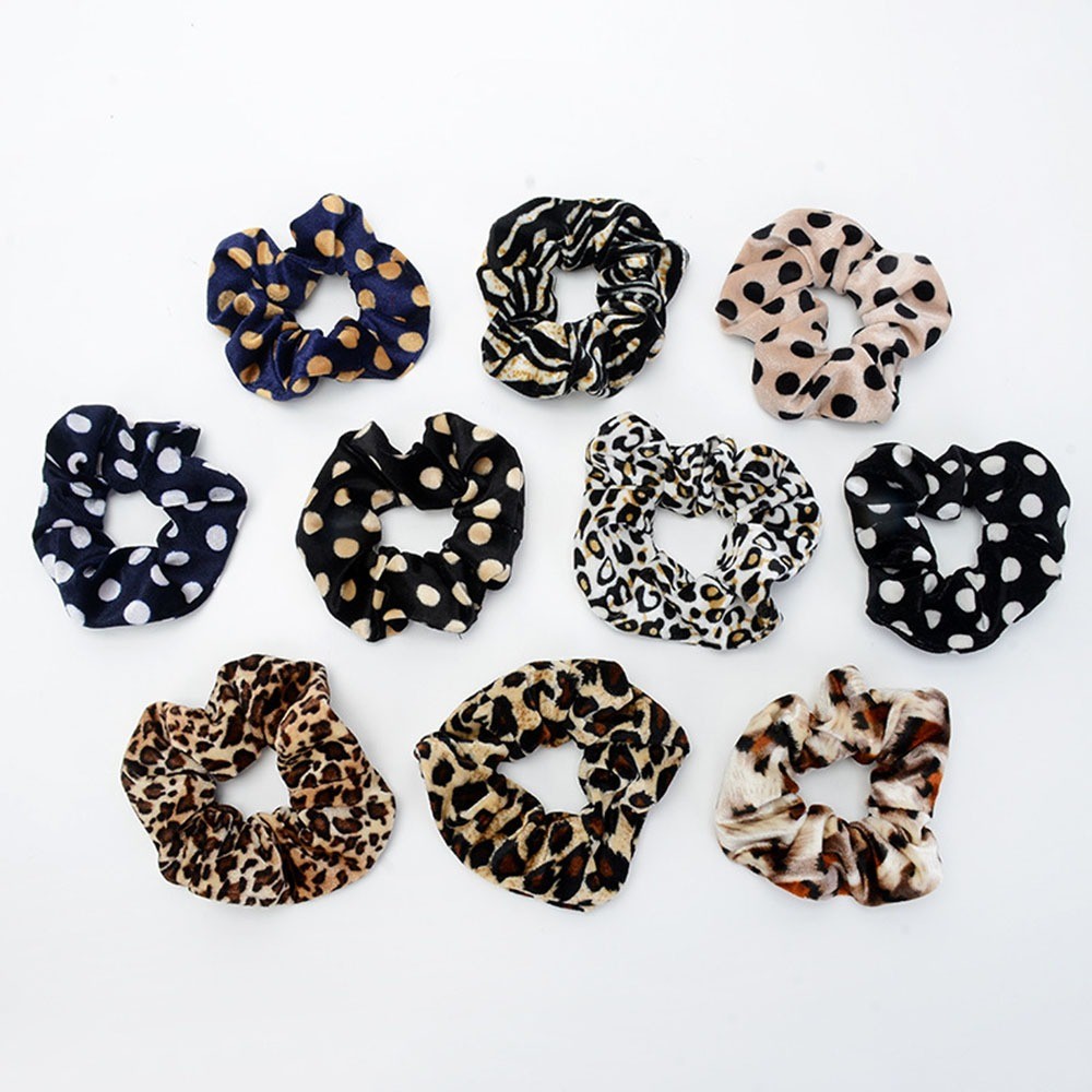 Leopard Samt Scrunchies Haar Ring Für Frauen Mädchen Pferdeschwanz-Halfter Elastische Haar Bands Gummi Seil Krawatten Haar Zubehör