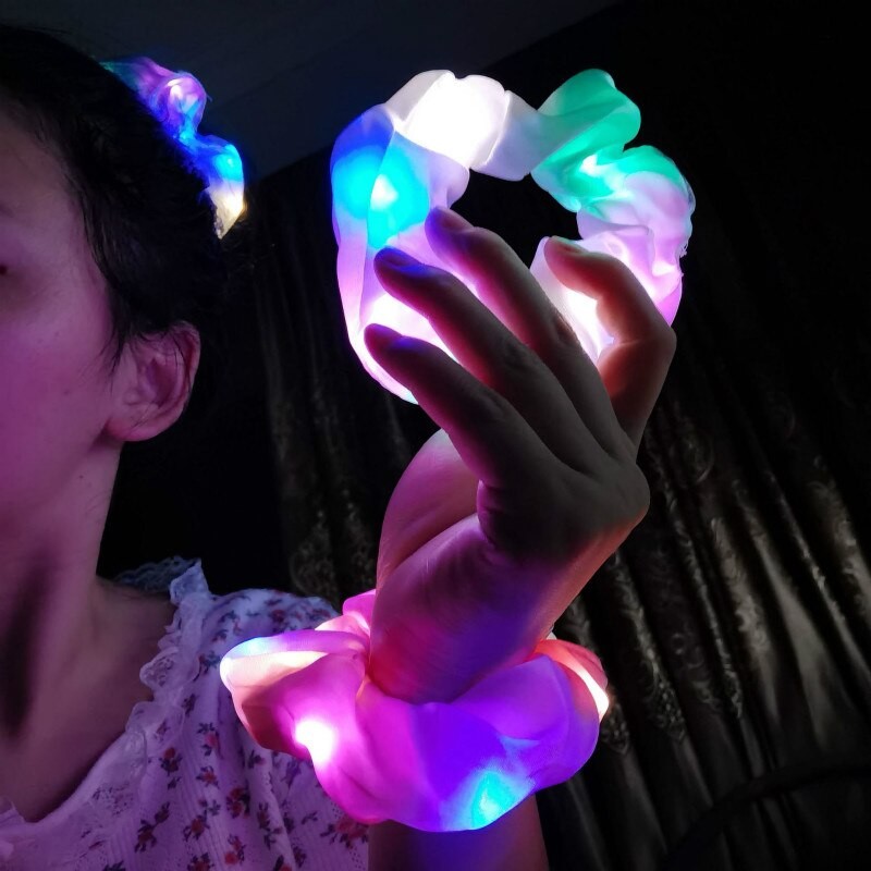 LED Leucht Großen Darm Haar Ring Netz Verrotten Kopf Seil Bar Bungee Haar Seil Koreanische Einfache Gummi Band Haar Zubehör