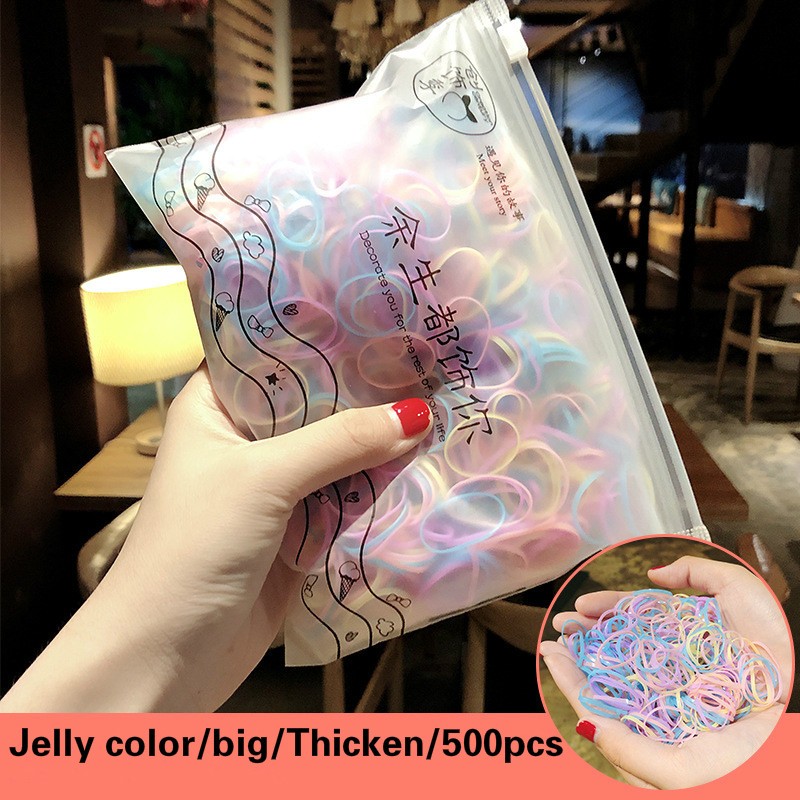 2500 Teile/los Mädchen Kleine Ring Einweg Gummiband TPU Pferdeschwanz Halfter Elastische Haar Band Kind Haar Zubehör Krawatte Gummi thumbnail