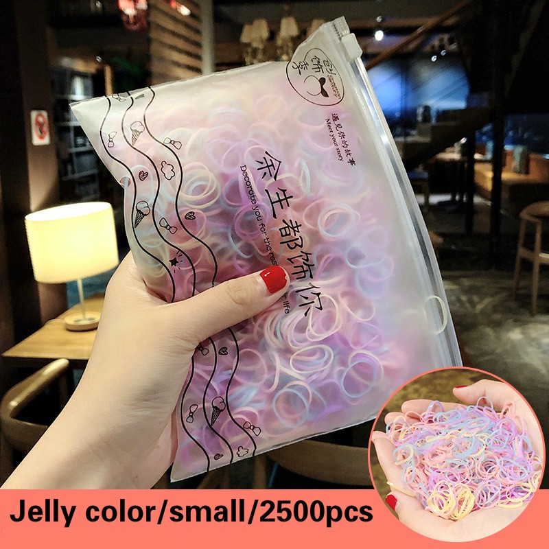 2500 Teile/los Mädchen Kleine Ring Einweg Gummiband TPU Pferdeschwanz Halfter Elastische Haar Band Kind Haar Zubehör Krawatte Gummi thumbnail