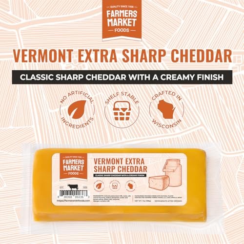 Farmers Market, Gluten Free, Keto, Paleo, Low Sodium, Zero Sugar, Wisconsin Cheese, 1-Pack, Vermont Extra Sharp Cheddar thumbnail