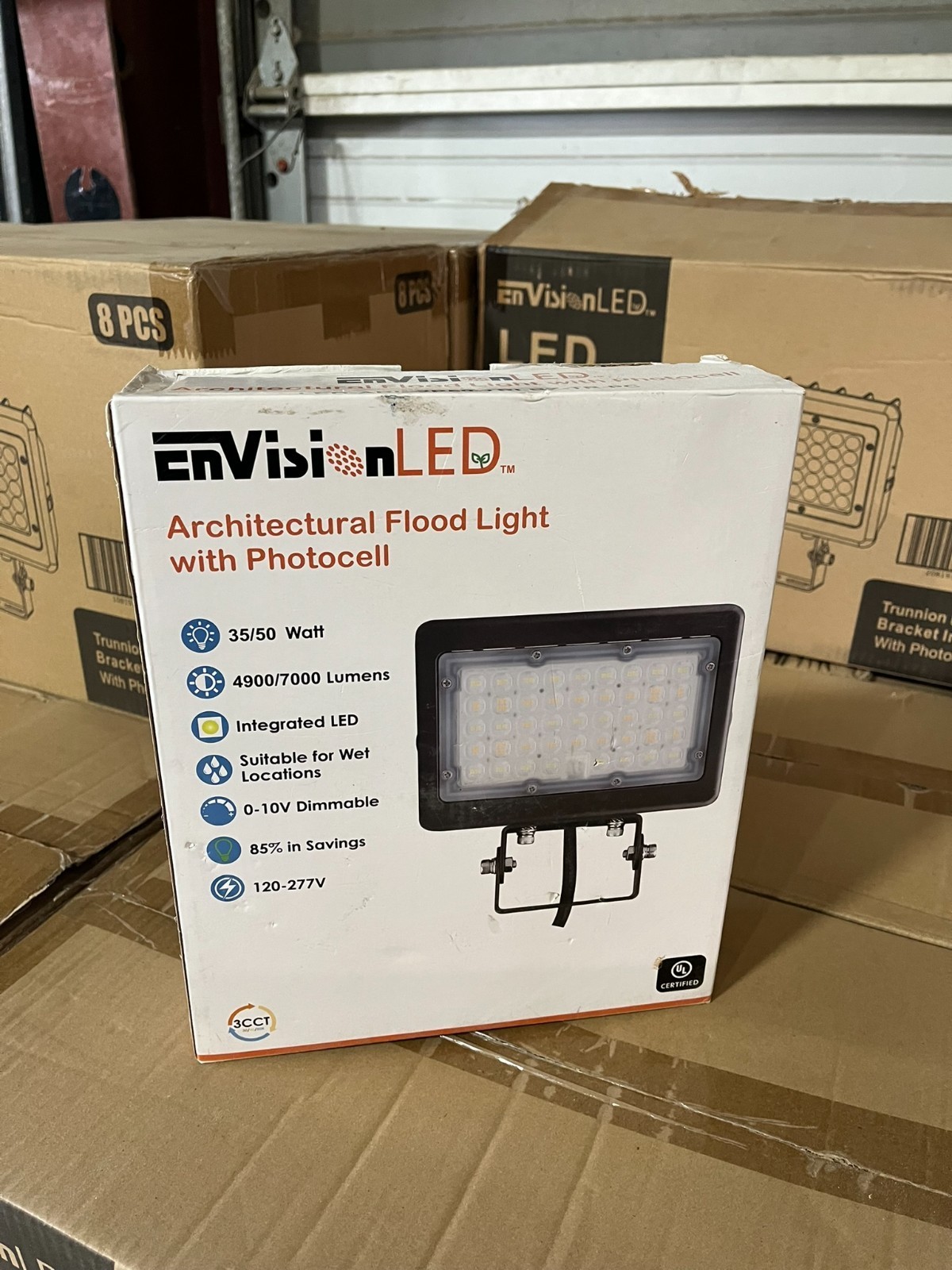EnVision LED Flood Light with Photocell - 35/50W - CCT - Trunnion Mount (8-Pack)