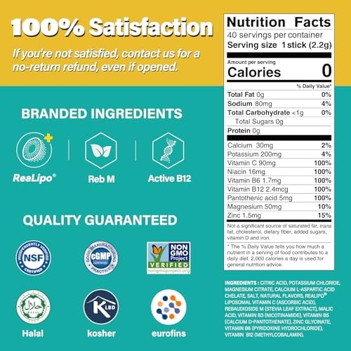 ZestLytes 40 Sticks Sugar Free & 0 Calorie Electrolyte Hydration Packets, Low Sodium Lightly Sweet Electrolyte Powder Drink Mix, Liquid Daily IV Flavo thumbnail