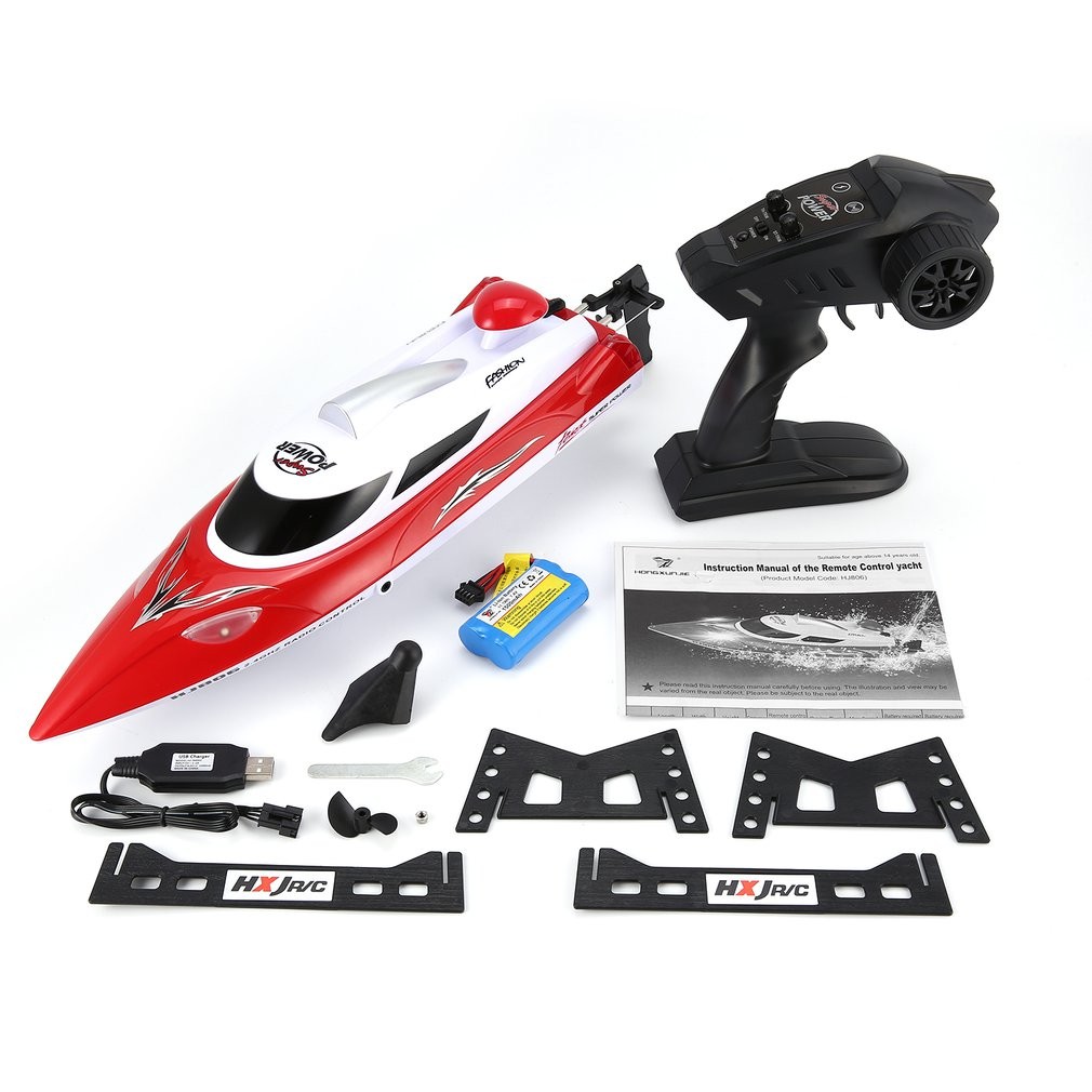 HONGXUNJIE RC Stiefel HJ806 47cm 2,4G RC 30 Km/h Hoch Geschwindigkeit Rennen Stiefel Wasser Kühlsystem Umgedreht Omni-gerichtet Spannung Promp