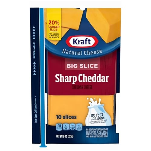 Kraft Big Slice Natural Sharp Cheddar Cheese Slices (10 Slices)