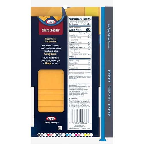 Kraft Big Slice Natural Sharp Cheddar Cheese Slices (10 Slices) thumbnail