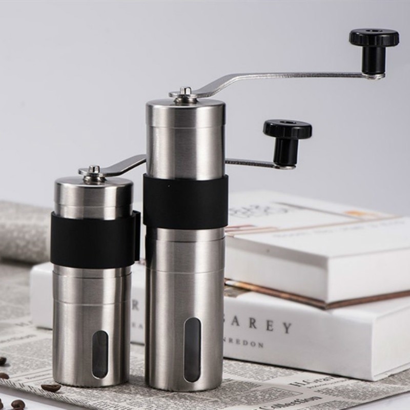 2 Größe Hand Keramik Kaffeemühle Edelstahl Einstellbare Kaffee Bohne Mühle Mit Gummi Schleife Ring Einfach Saubere Küche Werkzeuge