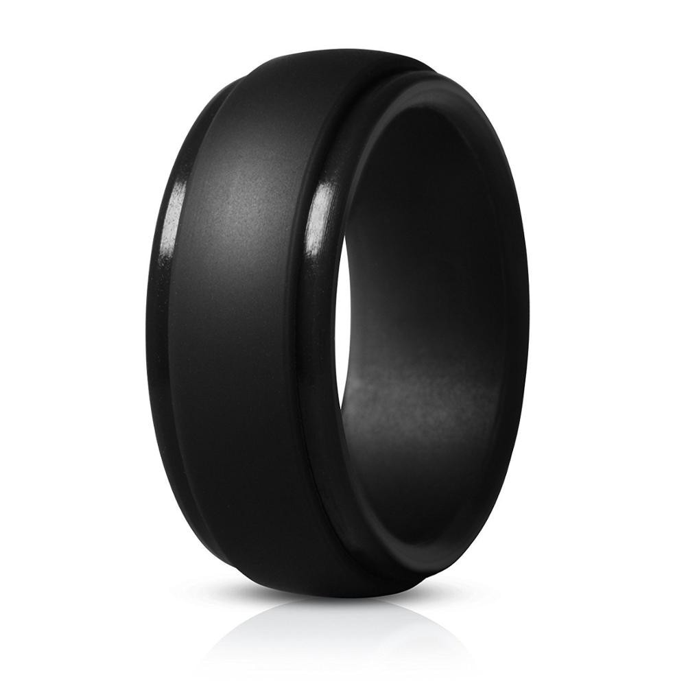 BONISKISS 9MM Silikon Gummi Hochzeit Bands Für Männer Frauen Ringe Größe 7 8 9 10 11 12 13 Schwarz Farbe