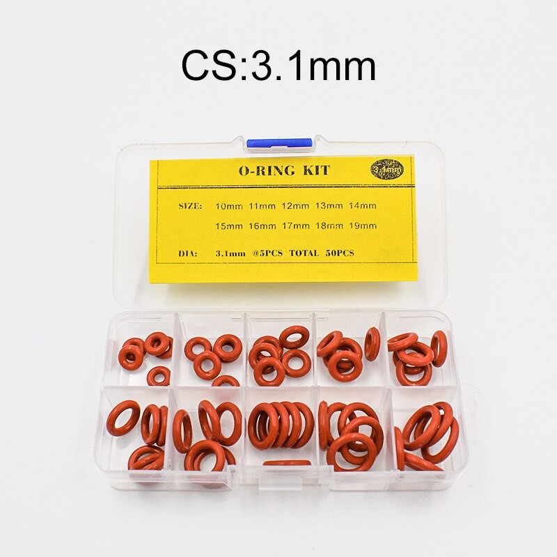 Dicke 1.5/1.9/2.4/3.1/1.8/2,65mm Gummi O Ring Dichtung Verrotten Silikon/VMQ Dicht O-ringe Unterlegscheibe O-Ring Sortiment Bausatz Kasten thumbnail