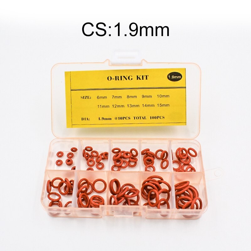 Dicke 1.5/1.9/2.4/3.1/1.8/2,65mm Gummi O Ring Dichtung Verrotten Silikon/VMQ Dicht O-ringe Unterlegscheibe O-Ring Sortiment Bausatz Kasten thumbnail