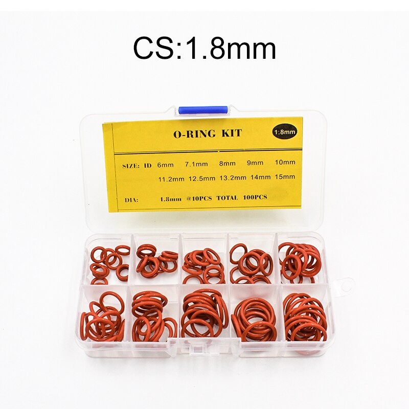 Dicke 1.5/1.9/2.4/3.1/1.8/2,65mm Gummi O Ring Dichtung Verrotten Silikon/VMQ Dicht O-ringe Unterlegscheibe O-Ring Sortiment Bausatz Kasten thumbnail