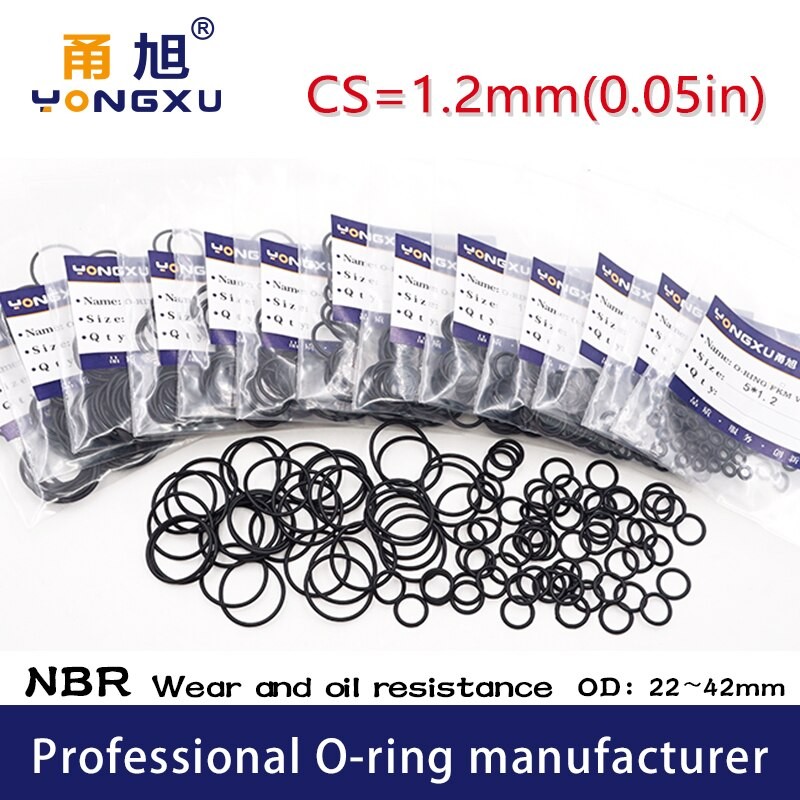 20 Teile/los Schwarz NBR Abdichtung O-Ring CS 1,2mm OD22/23/28/34/40/42/50*1,2mm O Ringe Dichtung Gummi Dichtung Nitril Öl Ringe Unterlegscheibe