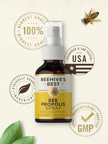 Carlyle Bee Propolis Throat Spray | 2 Fl Oz | Source of Antioxidants | Bioactive Supplement | Non-GMO | by Beehive's Best thumbnail
