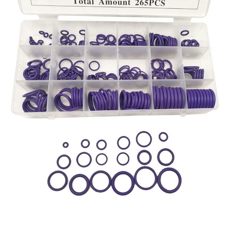 265 Stk 18 Størrelser O-ring Kit Gummi O-ring Tætninger Pakning Olie Modstand Vandtæthed Sortiment Passer Automatisk Klimaanlæg thumbnail