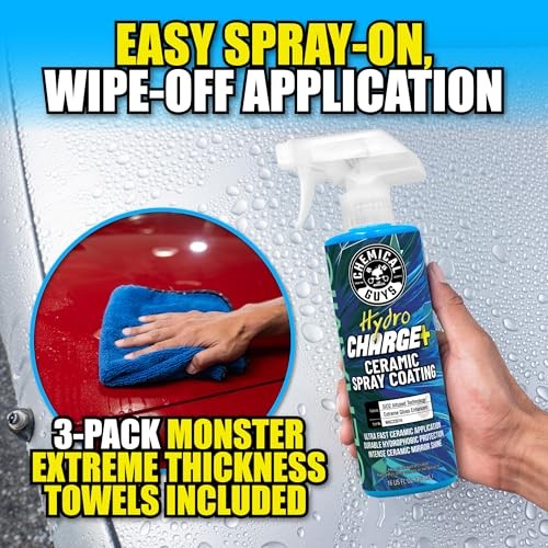 Chemical Guys Hydro Charge Ceramic Spray Coating 16 Fl Oz, with Monster Extreme Microfiber Towels (3 Pack) High Gloss Paint Protection Spray with Thic thumbnail
