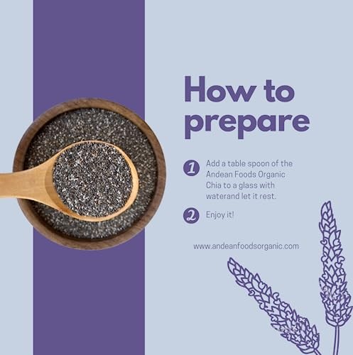 Andean Foods Organic Chia Seeds Premium Quality with Omega-3, Non-GMO, Gluten Free, Vegan, Good Source of Fiber 1 Lb, 16 Oz thumbnail