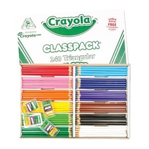 CRAYOLA TRIANGULAR COLORED PENCILS 12 Assorted Colors Classpack of 240