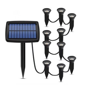 10 in 1 Solar Spot Light Outdoor Water-Resistant LED Garden Lawn Landscape Path Lamp-Yellow