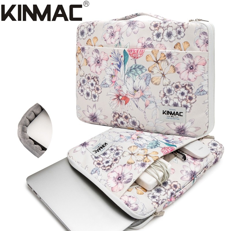 Brand Kinmac Laptop Bag 12,13,14,15,15.6 Inch,Flower Women Lady Man Handbag Case for MacBook Air Pro Compute Briefcase Dropship4