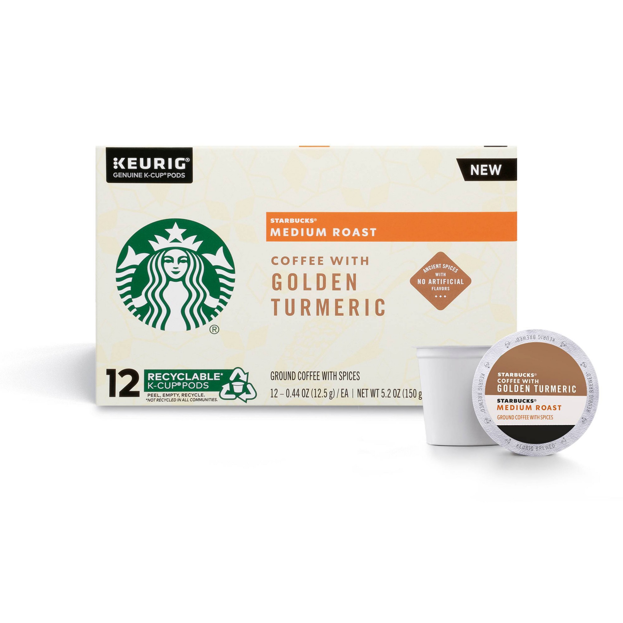 Starbucks Medium Roast K-Cup Coffee Pods with Golden Turmeric â€” for Keurig Brewers â€” 1 Box (12 Pods) thumbnail