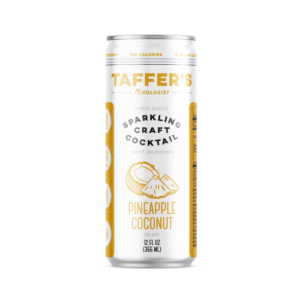 Taffer's Pineapple Coconut Sparkling Craft Cocktail - 12 Fl Oz Can