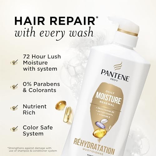 Pantene Shampoo & Conditioner Set, Daily Moisture Renewal with Vitamin E - Pro-V Nutrients for Dry, Color-Treated, Straight to Curly Hair, 72-Hour Hyd thumbnail