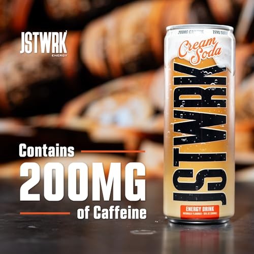 JST WRK Energy Drink - 12-Pack, Sugar-Free, Zero Calories, No Sugar Alcohols, 12 Fl Oz., 200 Milligrams Caffeine (Cream Soda) thumbnail