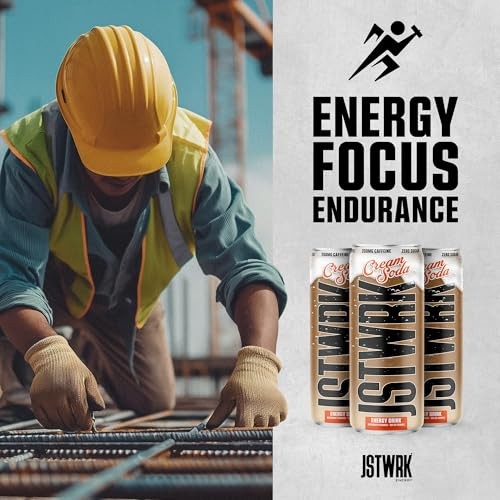 JST WRK Energy Drink - 12-Pack, Sugar-Free, Zero Calories, No Sugar Alcohols, 12 Fl Oz., 200 Milligrams Caffeine (Cream Soda) thumbnail