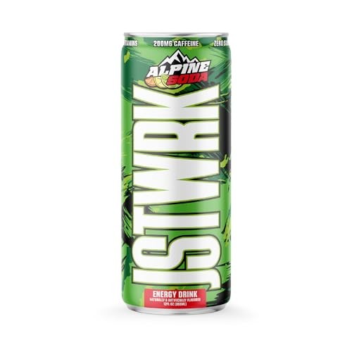 JST WRK Energy Drink - 12-Pack, Sugar-Free, Zero Calories, No Sugar Alcohols, 12 Fl Oz., 200 Milligrams Caffeine (Alpine Soda) thumbnail