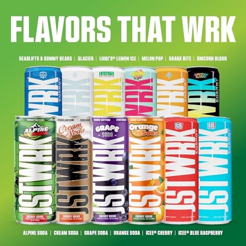 JST WRK Energy Drink - 12-Pack, Sugar-Free, Zero Calories, No Sugar Alcohols, 12 Fl Oz., 200 Milligrams Caffeine (Alpine Soda) thumbnail