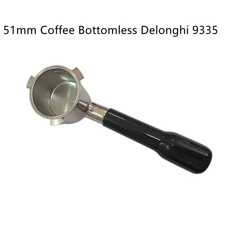 51mm Coffee Bottomless Portafilter for Delonghi 9335 Filter Basket Stainless Steel Replacement Espresso Machine Accessories thumbnail