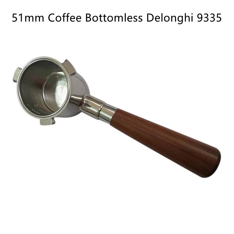 51mm Coffee Bottomless Portafilter for Delonghi 9335 Filter Basket Stainless Steel Replacement Espresso Machine Accessories thumbnail