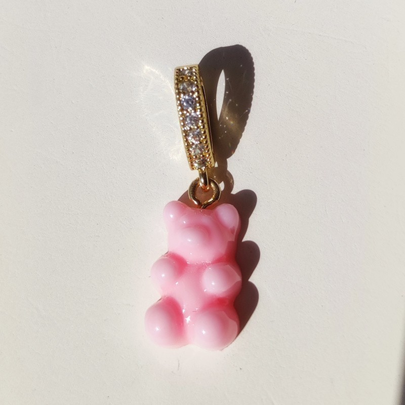 HANGZHI Zircon Color Resin Gummy Bear Pendant Choker Clavicle Chain Charm Necklace Trendy Jewelry for Women Girl thumbnail