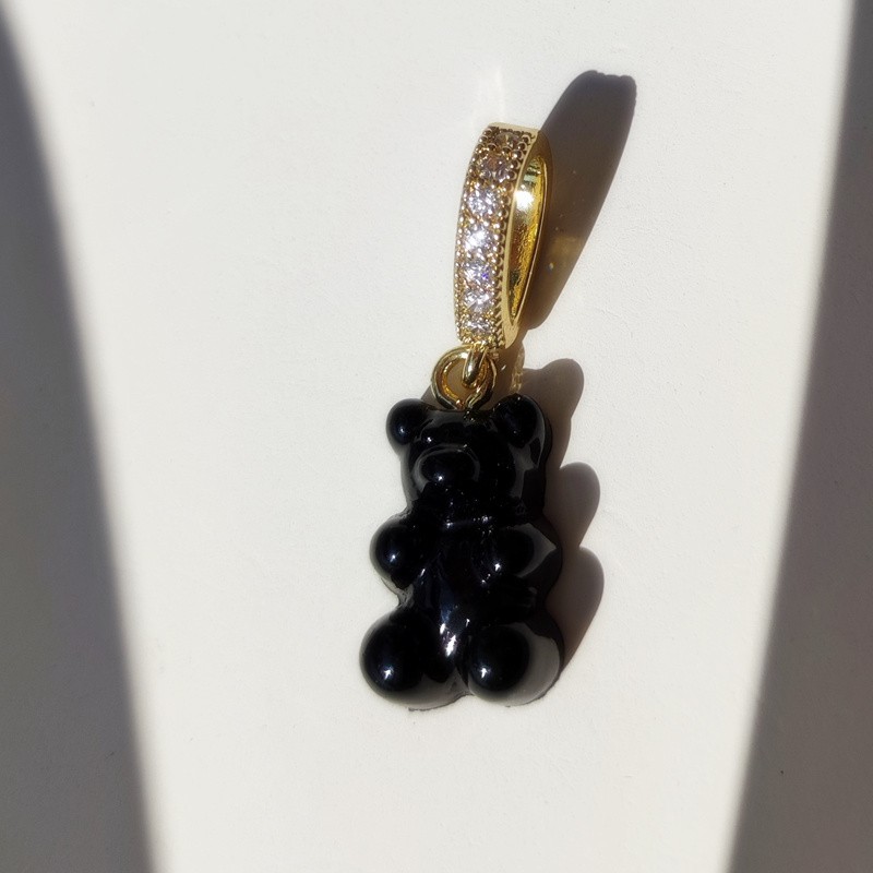 HANGZHI Zircon Color Resin Gummy Bear Pendant Choker Clavicle Chain Charm Necklace Trendy Jewelry for Women Girl thumbnail