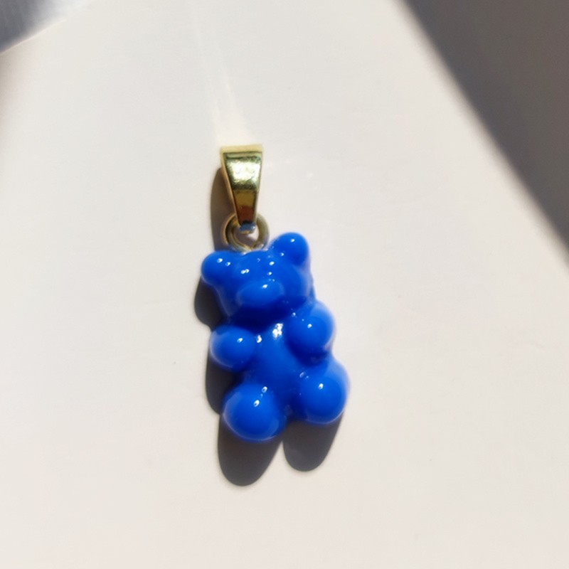 HANGZHI Zircon Color Resin Gummy Bear Pendant Choker Clavicle Chain Charm Necklace Trendy Jewelry for Women Girl thumbnail