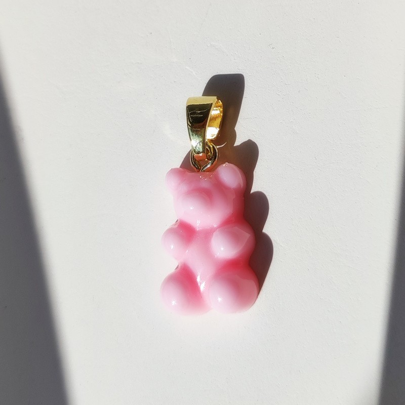 HANGZHI Zircon Color Resin Gummy Bear Pendant Choker Clavicle Chain Charm Necklace Trendy Jewelry for Women Girl thumbnail