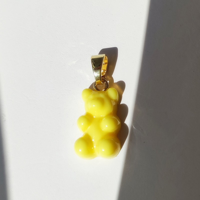 HANGZHI Zircon Color Resin Gummy Bear Pendant Choker Clavicle Chain Charm Necklace Trendy Jewelry for Women Girl thumbnail