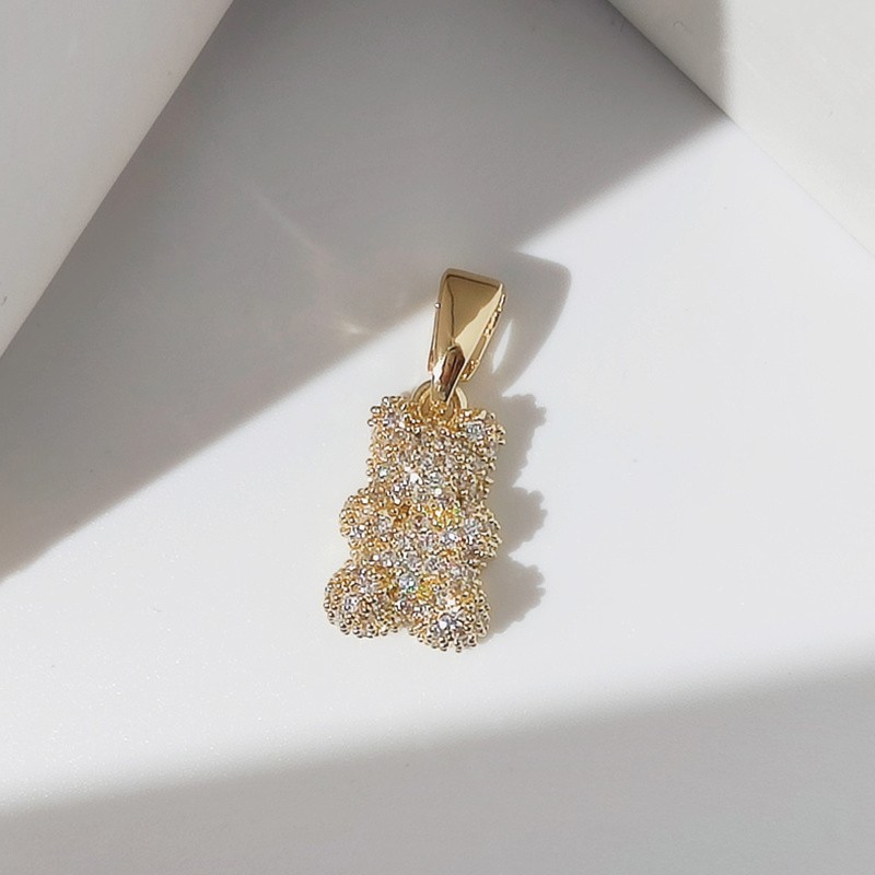 HANGZHI Zircon Color Resin Gummy Bear Pendant Choker Clavicle Chain Charm Necklace Trendy Jewelry for Women Girl thumbnail