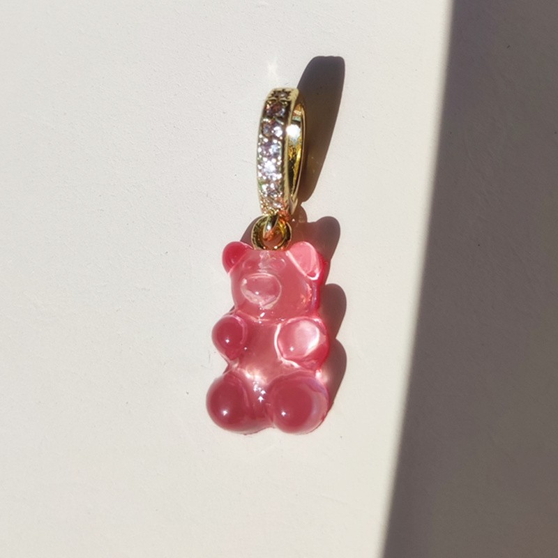 HANGZHI Zircon Color Resin Gummy Bear Pendant Choker Clavicle Chain Charm Necklace Trendy Jewelry for Women Girl thumbnail