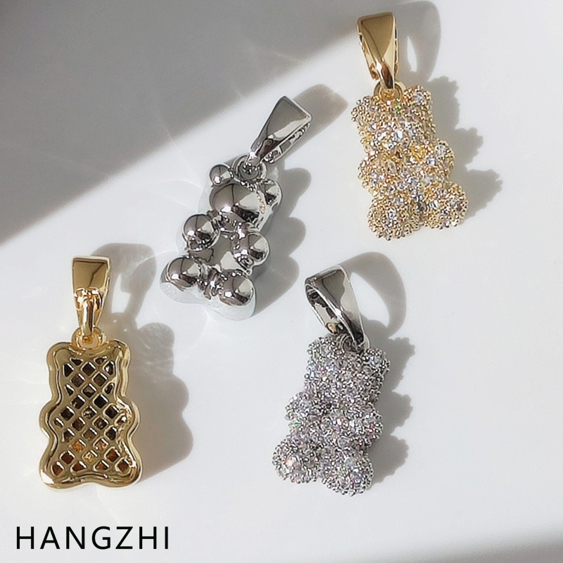 HANGZHI Zircon Color Resin Gummy Bear Pendant Choker Clavicle Chain Charm Necklace Trendy Jewelry for Women Girl
