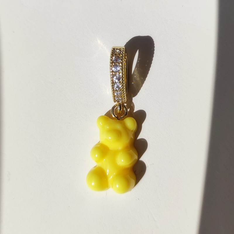 HANGZHI Zircon Color Resin Gummy Bear Pendant Choker Clavicle Chain Charm Necklace Trendy Jewelry for Women Girl thumbnail