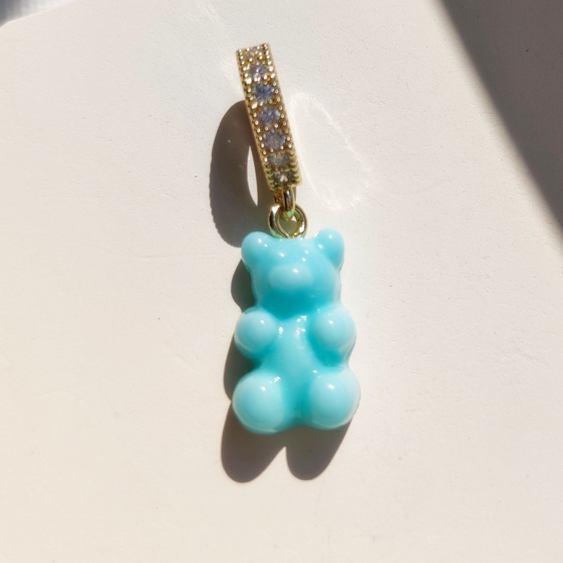 HANGZHI Zircon Color Resin Gummy Bear Pendant Choker Clavicle Chain Charm Necklace Trendy Jewelry for Women Girl thumbnail