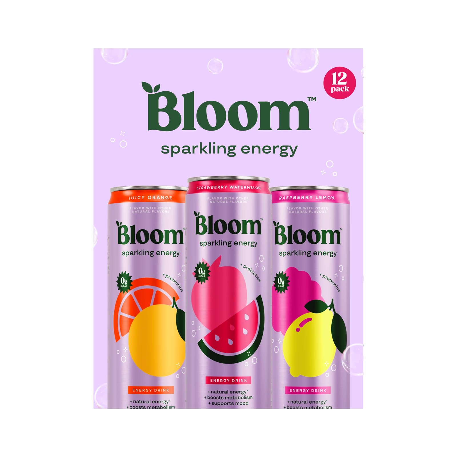 Bloom Nutrition Sparkling Energy Drink, Variety, 12 Fl Oz Cans, 12 Pack thumbnail