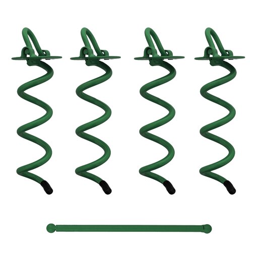 7Penn Spiral Ground Anchors - 8 Inch Green Twist Tent Stakes  4 Pack