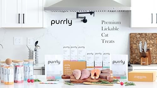 Purrly Cat Treat Snack Wet Lickable Low Calorie Healthy Grain-Free Tuna Variety Packs (18 Count) Squeezable Creamy Purée with Human-Grade Proteins an thumbnail