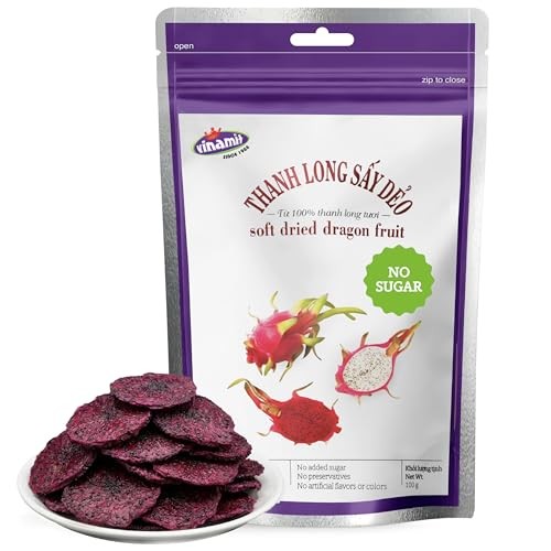 Vinamit Soft Dried Dragon Fruit Slices | No Sugar Added | 3.5 Oz Bag | 100% Naturally Sweet, Vegan, Non-GMO, Gluten-Free | Fruit Snacks Ideal as a Dri
